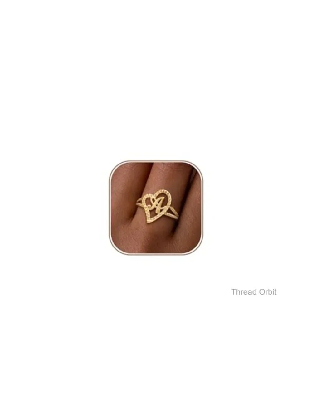 14K Gold Plated Initial Ring Vintage Heart Letter Statement Thumb Ring Size 8